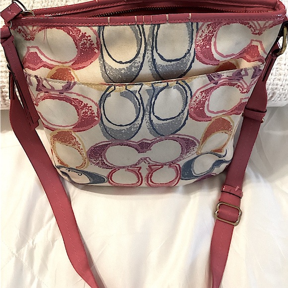 Coach Signature Design Logo shoulder bag, Pink Multicolor - Picture 2 of 6